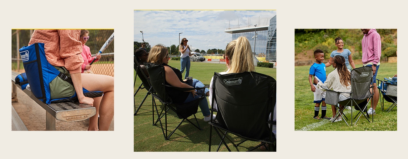 Portable Sports Chairs images of people sitting in portable chairs and watching sports outdoors